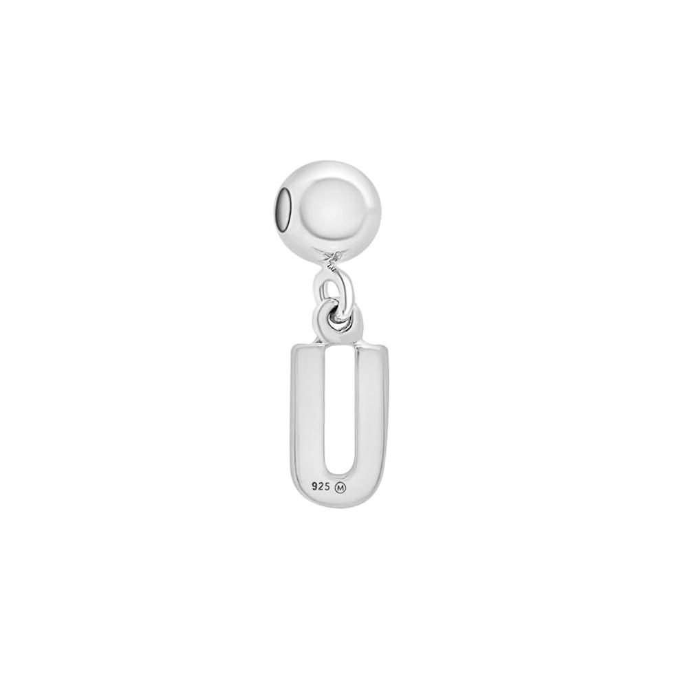 Diamond Accent U Initial Bead Charm in Sterling Silver – Image 3 of 3