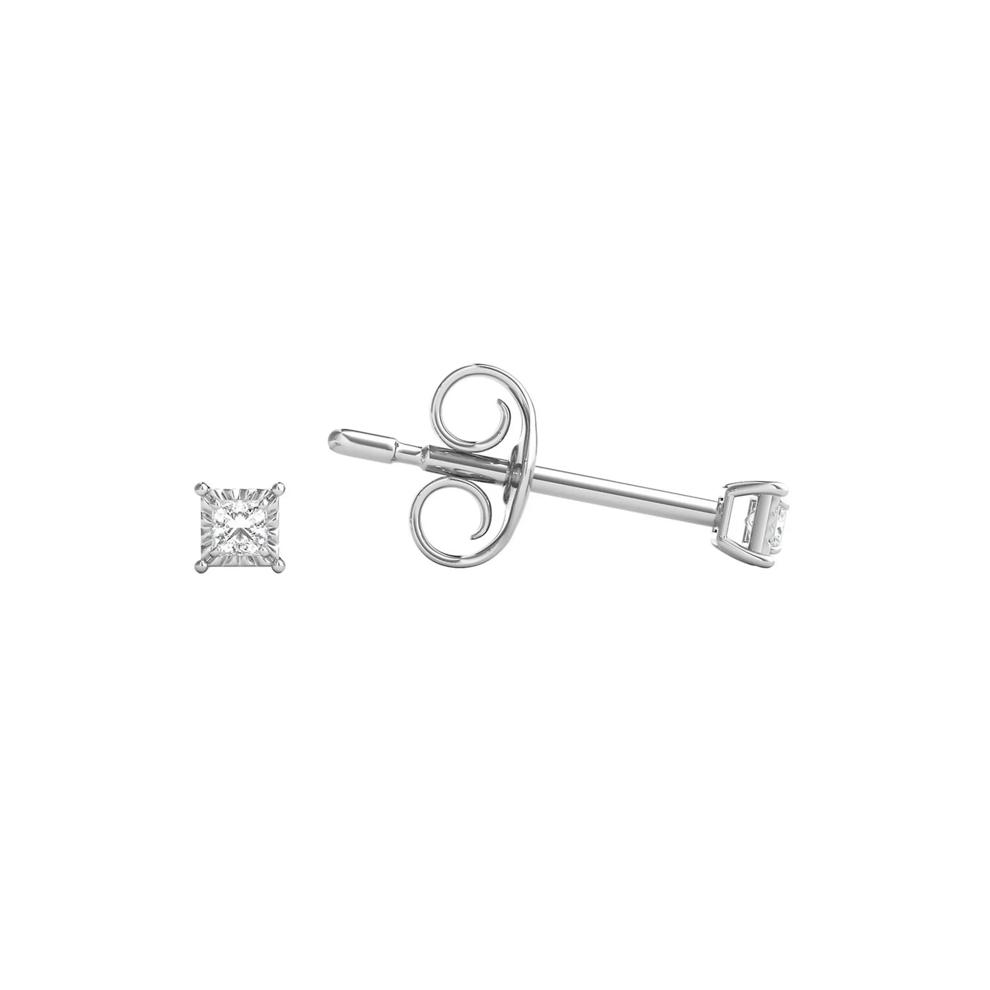 Diamond Illusion Stud Earrings in Sterling Silver – Image 2 of 4