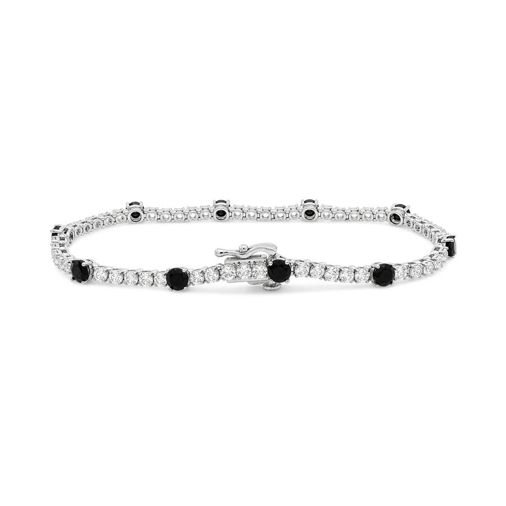 Onyx &amp; Lab-Created White Sapphire Line Bracelet in Sterling Silver – Image 2 of 2