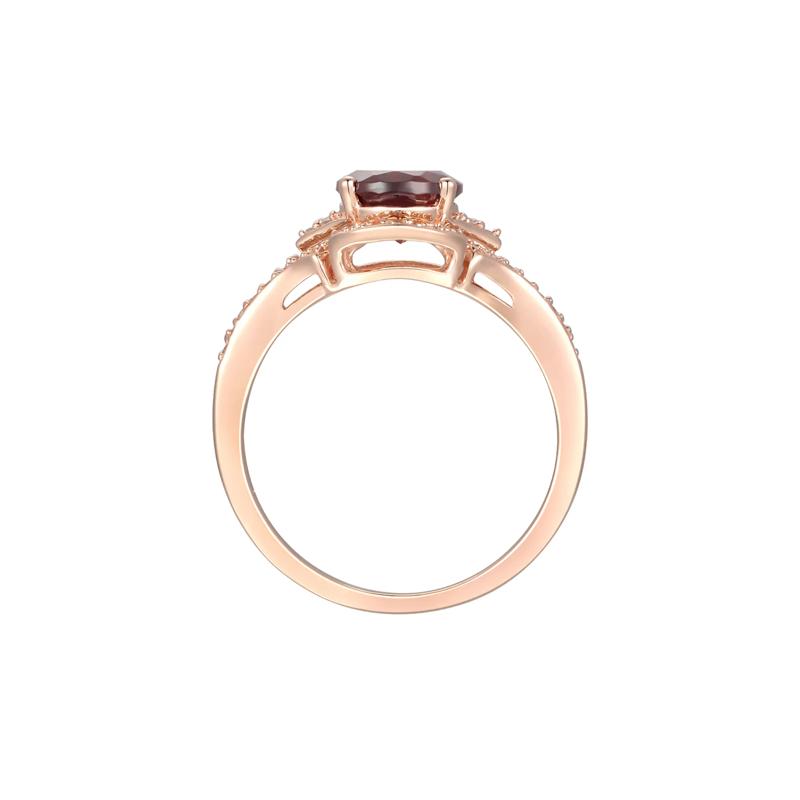 Garnet &amp; 1/4 ct. tw. Diamond Ring in 10K Rose Gold – Image 2 of 3