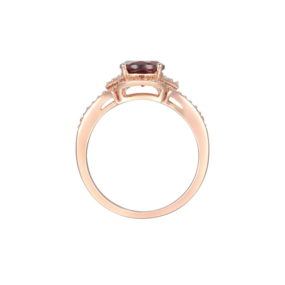 Garnet &amp; 1/4 ct. tw. Diamond Ring in 10K Rose Gold – Image 2 of 3