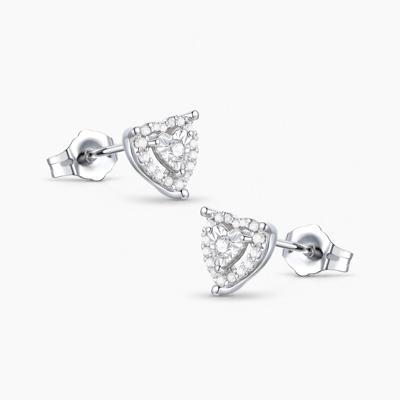 Diamond Illusion Heart Stud Earrings in Sterling Silver (1/4 ct. tw.)