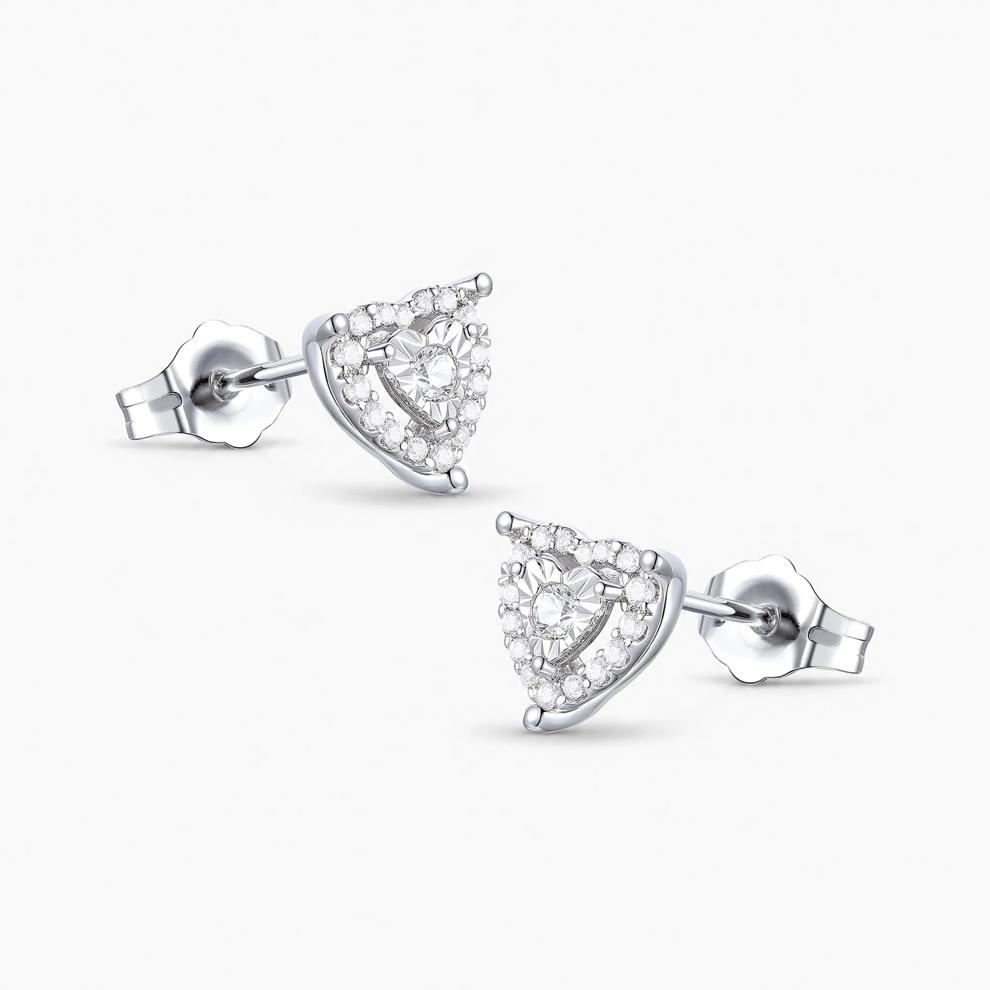 Diamond Illusion Heart Stud Earrings in Sterling Silver (1/4 ct. tw.) – Image 1 of 2