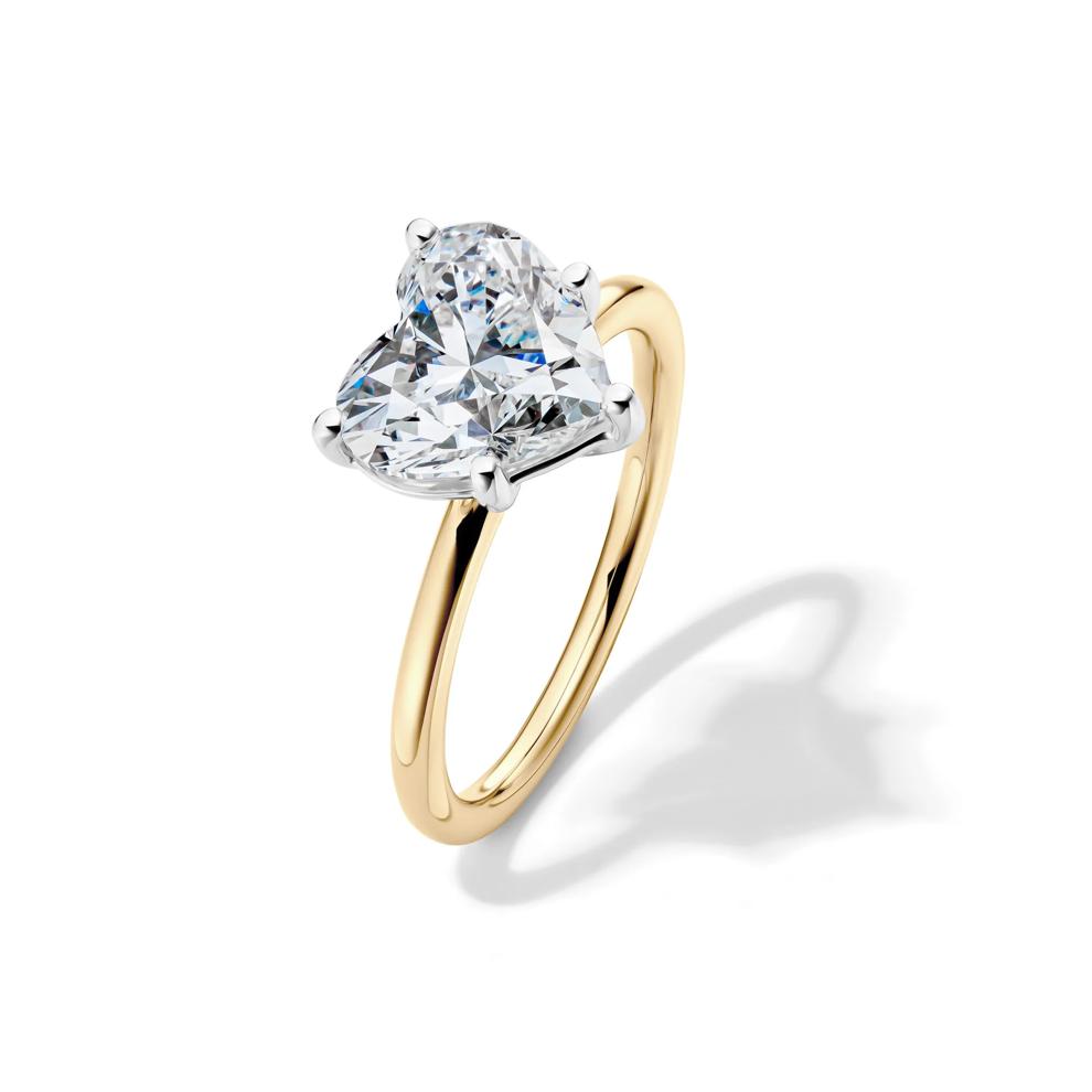 Lab Grown Diamond Heart-Shaped Solitaire Ring in 14K Yellow &amp; White Gold (3 ct.) – Image 4 of 4