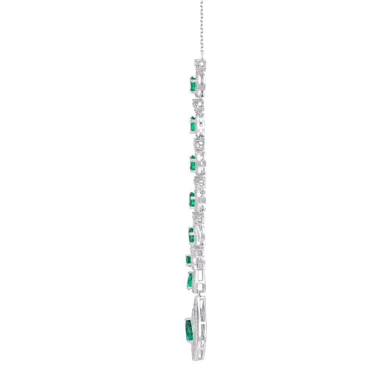 Lab Created Emerald &amp; White Sapphire Necklace in Sterling Silver – Image 2 of 2