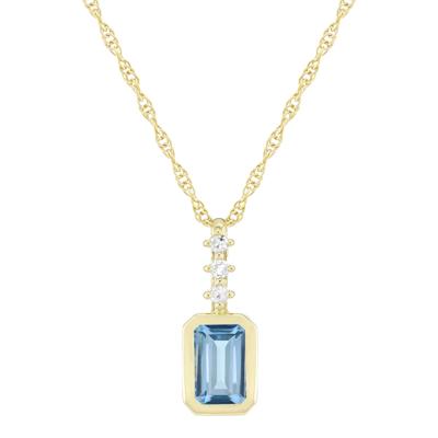 Natural or Lab-Created Gemstone and Diamond Accent Pendant in 10K Yellow Gold