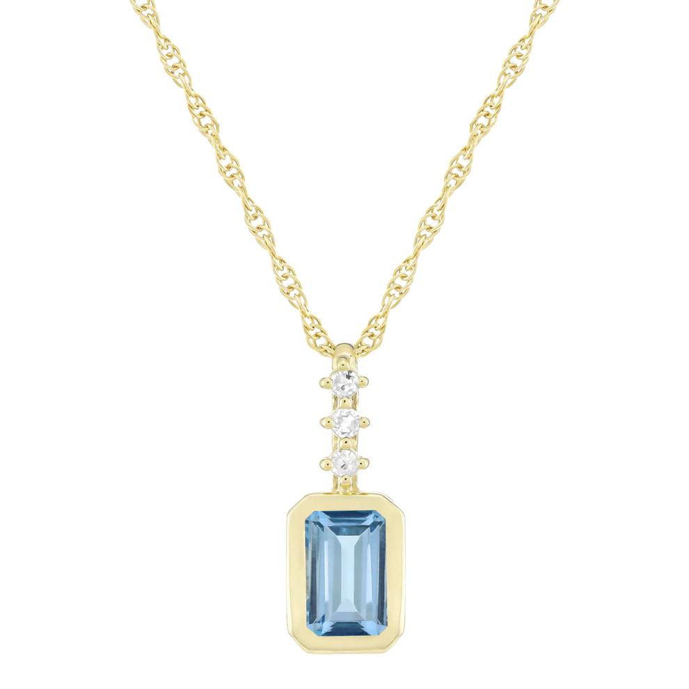 Swiss Blue Topaz and Diamond Accent Pendant in 10K Yellow Gold – Image 1 of 3