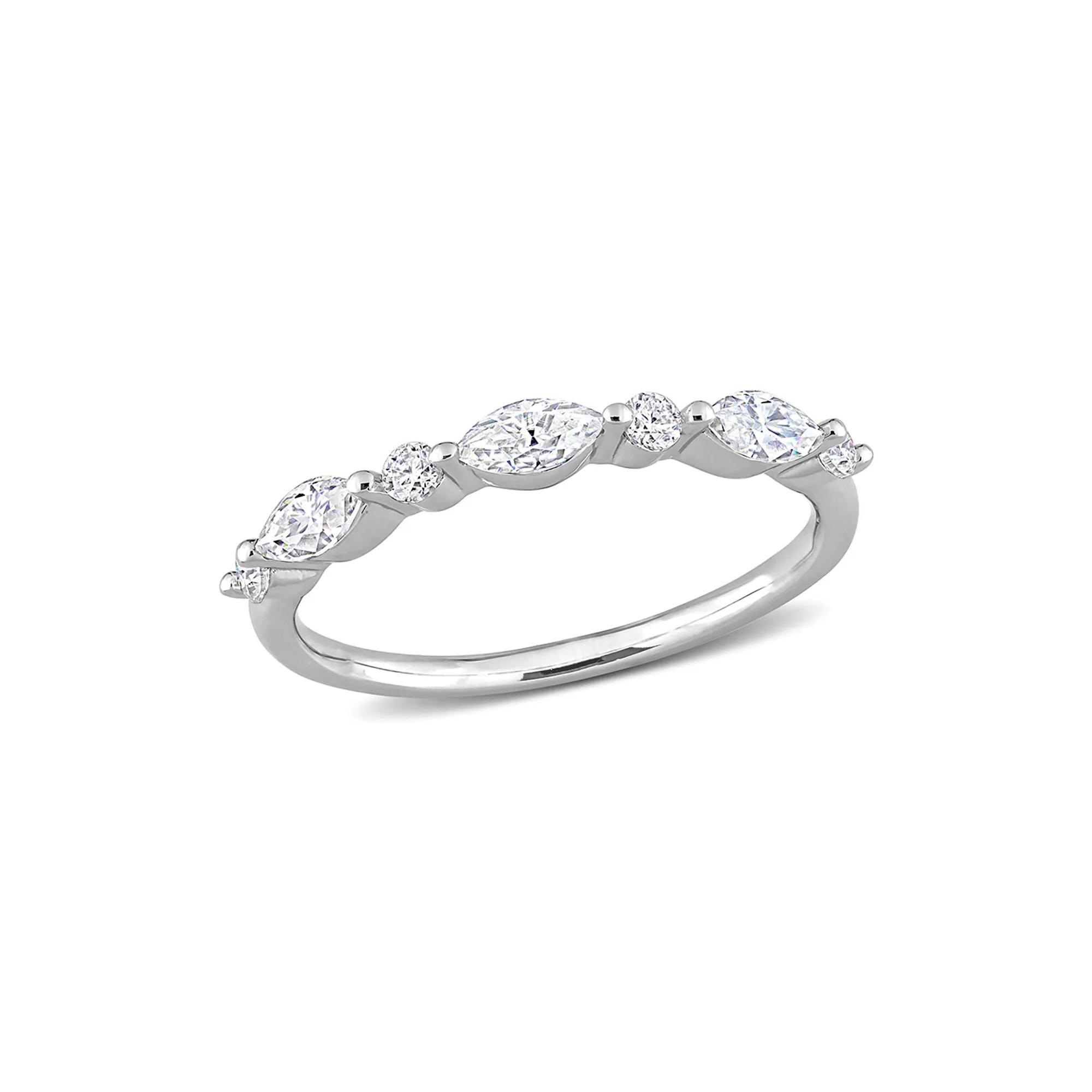 Marquise Moissanite Stacking Ring in Sterling Silver