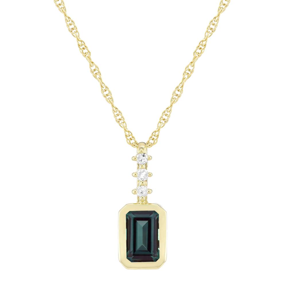 Lab-Created Alexandrite and Diamond Accent Pendant in 10K Yellow Gold – Image 1 of 3