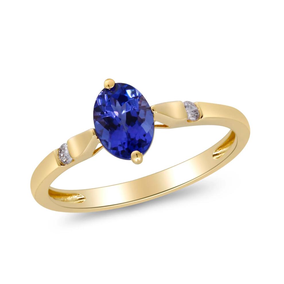 Oval Tanzanite &amp; Diamond Accent Ring in 10K Yellow Gold – Image 4 of 4