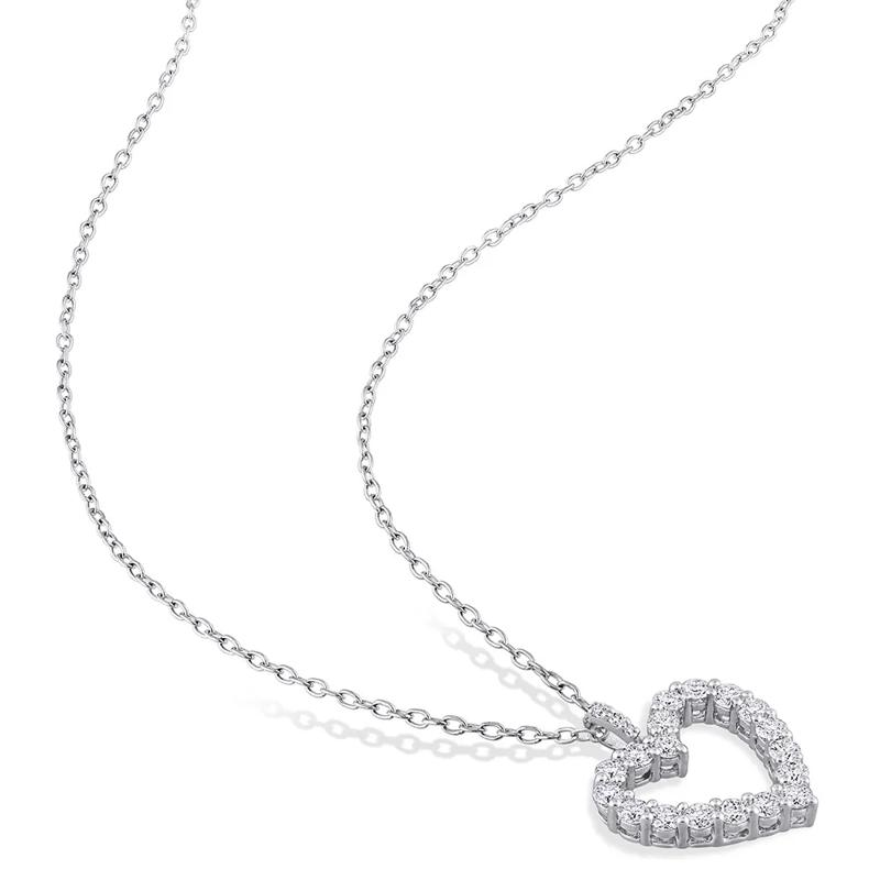 Moissanite Heart Pendant in Sterling Silver &#40;3/5 ct. dew&#41; – Image 2 of 3