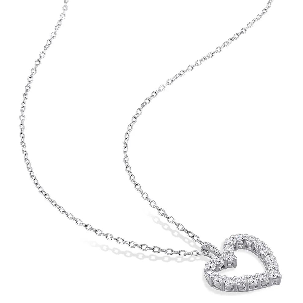 Moissanite Heart Pendant in Sterling Silver (3/5 ct. dew) – Image 2 of 3