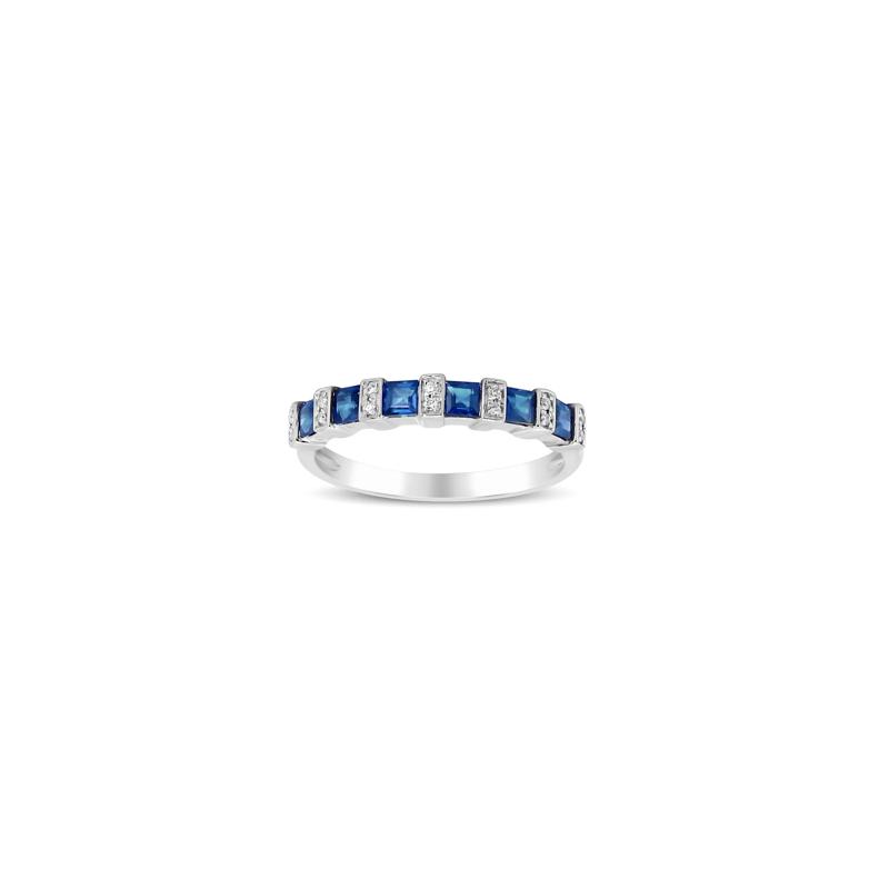 Princess-Cut Blue Sapphire and Diamond Accent Ring in 10K White Gold – Image 4 of 4