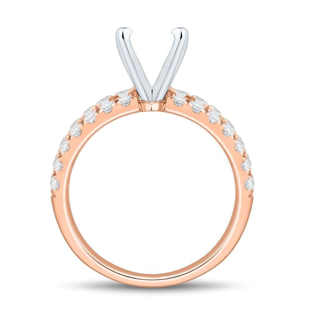 Lab Grown Diamond Triple Row Semi-Mount Engagement Ring in 14K Rose &amp; White Gold (1 1/4 ct. tw.) (Setting Only) – Image 3 of 6