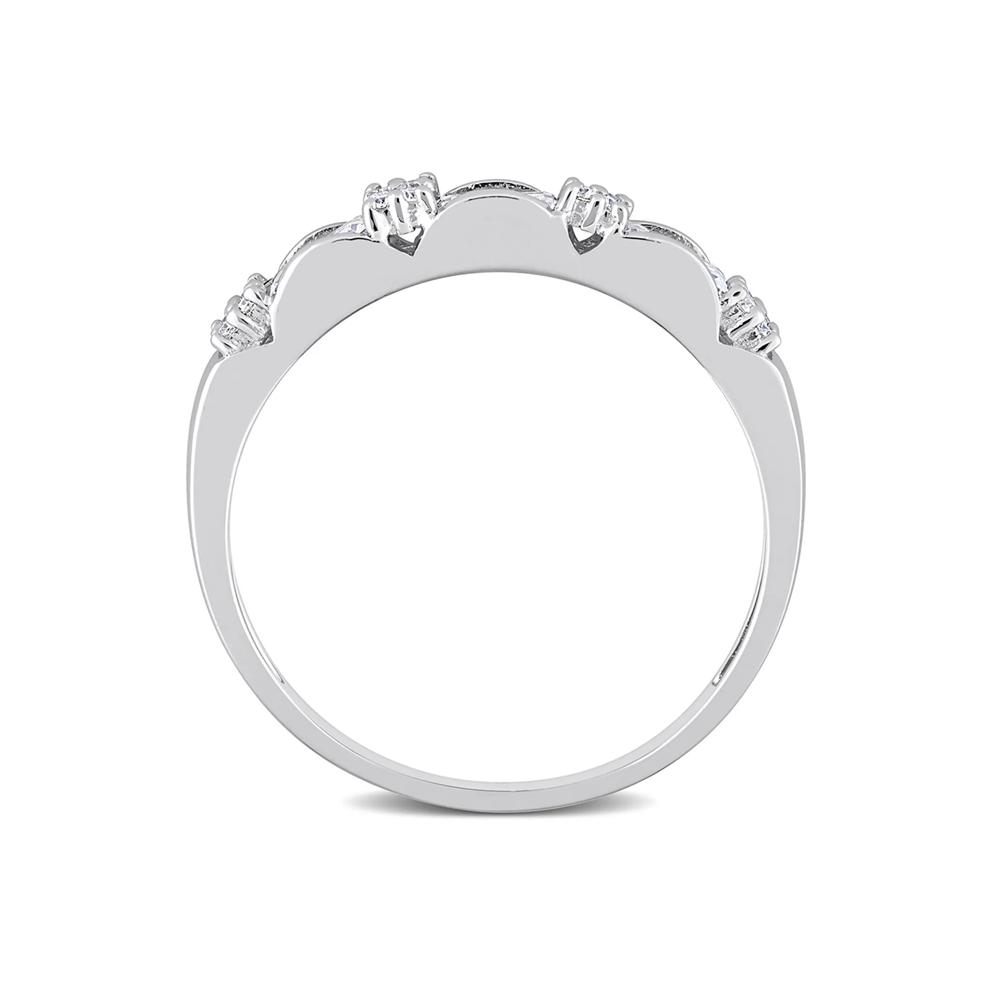 Three-Stone Moissanite Stacking Ring in Sterling Silver (2/5 ct. dew) – Image 2 of 5