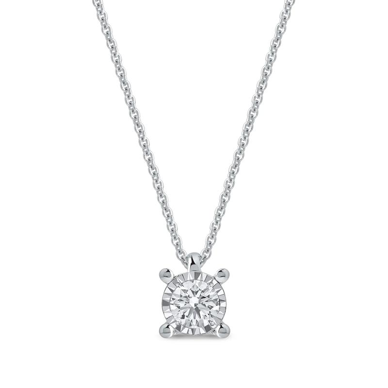 Lab Grown Diamond Illusion Solitaire Pendant in 10K White Gold &#40;1/3 ct. tw.&#41; – Image 1 of 4