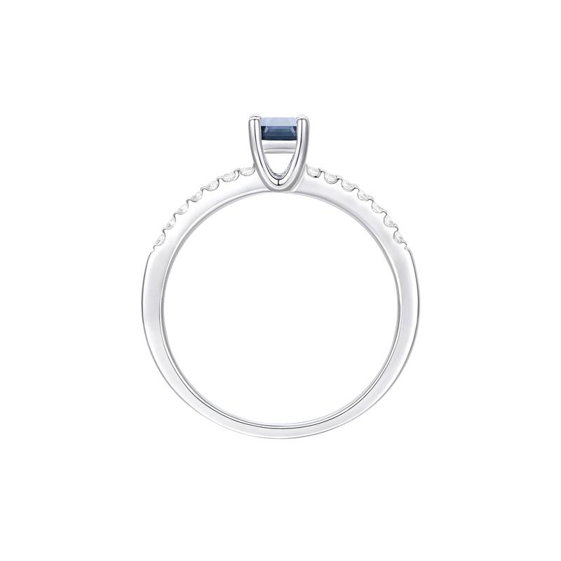 Blue Sapphire and Diamond Bypass Ring in 10K White Gold &#40;1/7 ct. tw.&#41; – Image 2 of 3