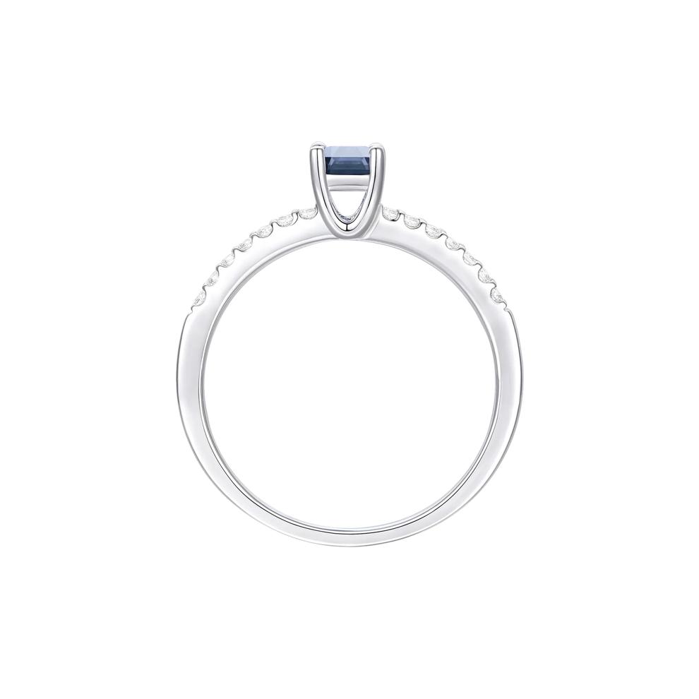 Blue Sapphire and Diamond Bypass Ring in 10K White Gold (1/7 ct. tw.) – Image 2 of 3