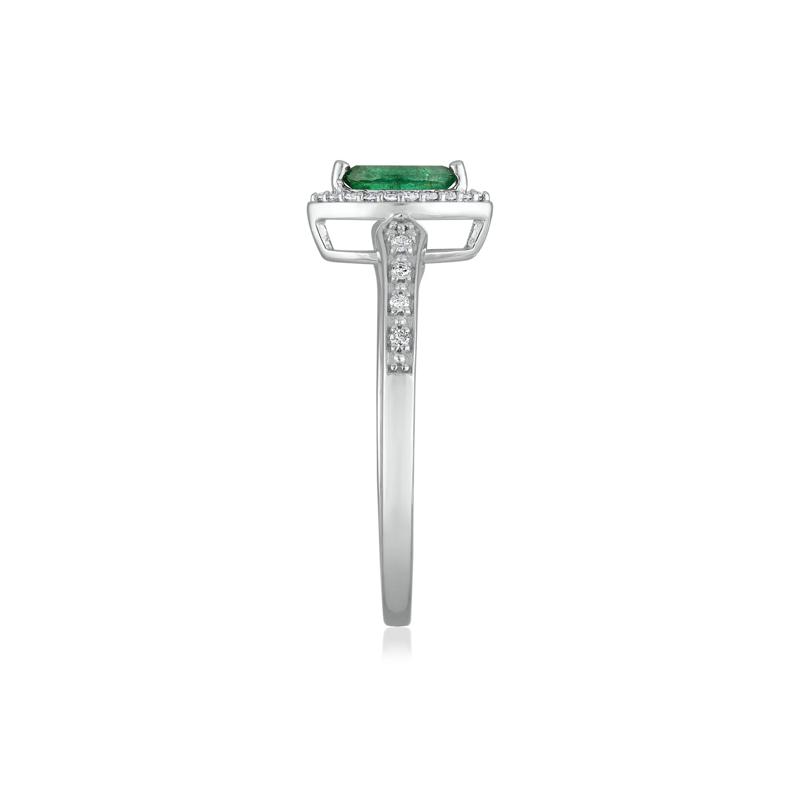 Emerald and Diamond Ring in 14K White Gold &#40;1/10 ct. tw.&#41; – Image 3 of 3