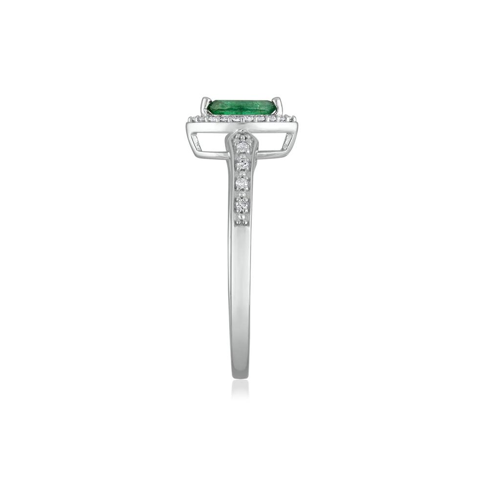 Emerald and Diamond Ring in 14K White Gold (1/10 ct. tw.) – Image 3 of 3