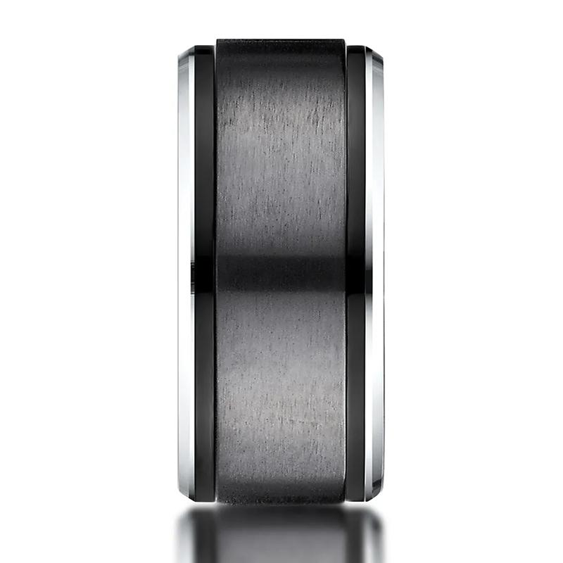 Men&rsquo;s Black &amp; White Cobalt Wedding Band, 9MM – Image 2 of 3