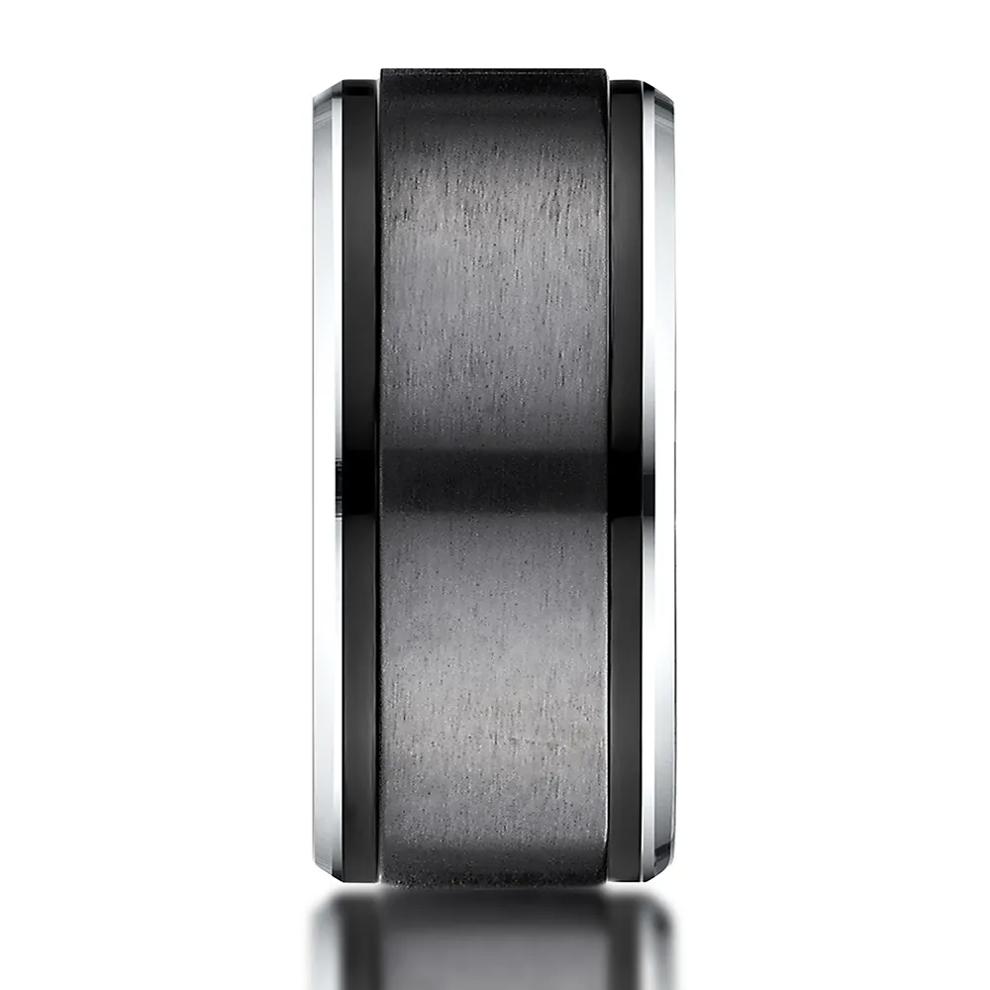 Men&rsquo;s Black &amp; White Cobalt Wedding Band, 9MM – Image 2 of 3