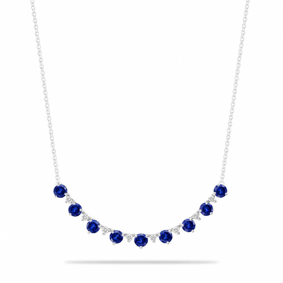 Lab-Created Blue Sapphire &amp; Lab-Created White Sapphire Frontal Necklace in Sterling Silver – Image 1 of 1