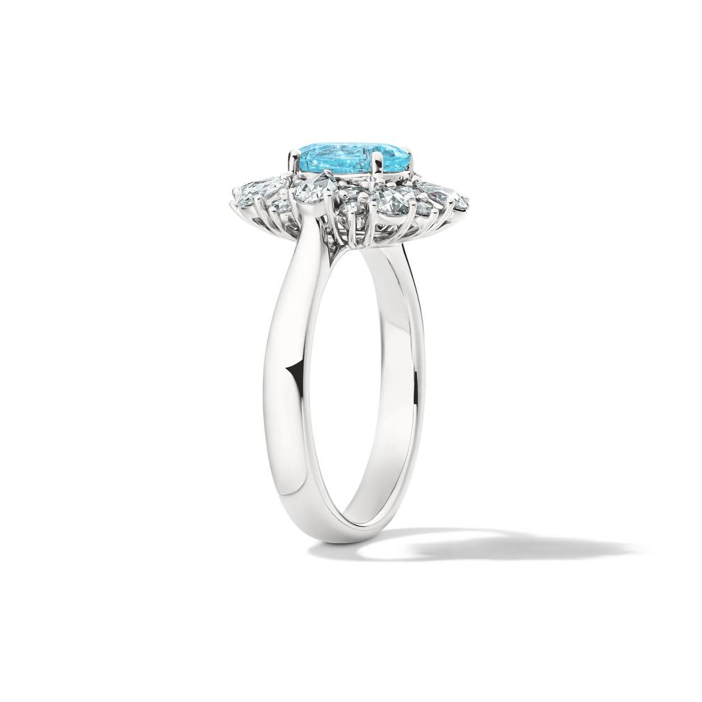 Paraiba Tournmaline Diamond Halo Ring in 14K White Gold (3/4 ct. tw.) – Image 2 of 2