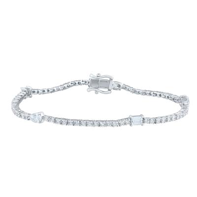 Lab Grown Diamond Mixed Shape Tennis Bracelet in 14K White Gold (3 ct. tw.)