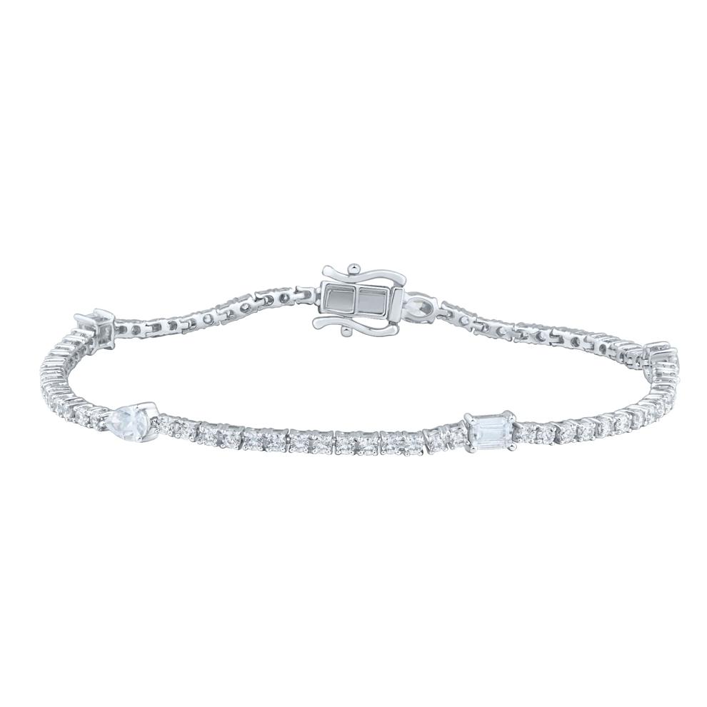 Lab Grown Diamond Mixed Shape Tennis Bracelet in 14K White Gold (3 ct. tw.) – Image 1 of 3