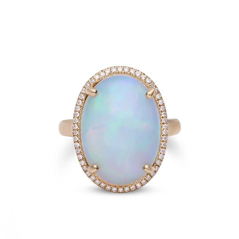 Ethiopian Opal &amp; Diamond Ring in 14K Yellow Gold &#40;1/5 ct. tw.&#41; – Image 1 of 5