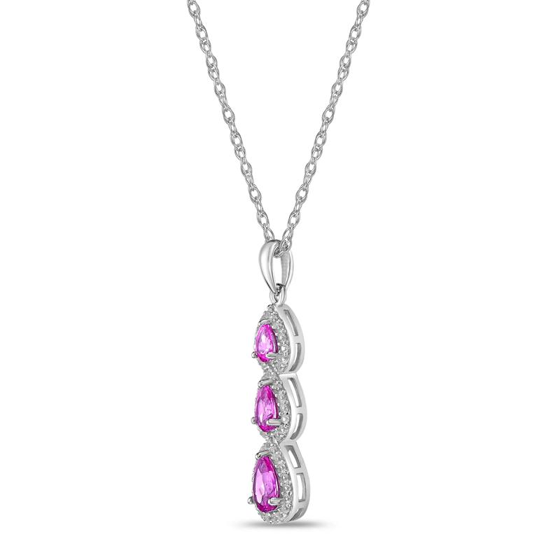 Lab-Created Pink Sapphire and Lab-Created White Sapphire Pendant in Sterling Silver – Image 2 of 3