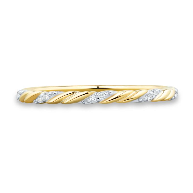 Diamond Accent Twist Band in 10K Yellow Gold – Image 1 of 3