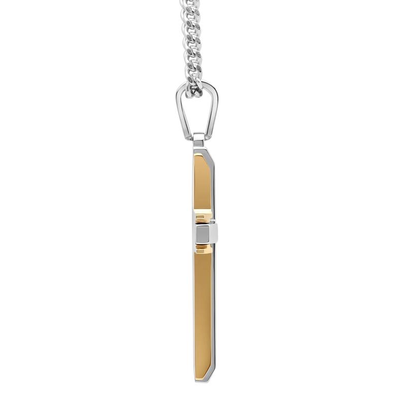 Cross Pendant with Diamond Accent in Stainless Steel and Yellow Ion-Plated Stainless Steel – Image 2 of 3