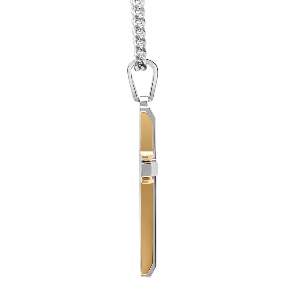 Cross Pendant with Diamond Accent in Stainless Steel and Yellow Ion-Plated Stainless Steel – Image 2 of 3