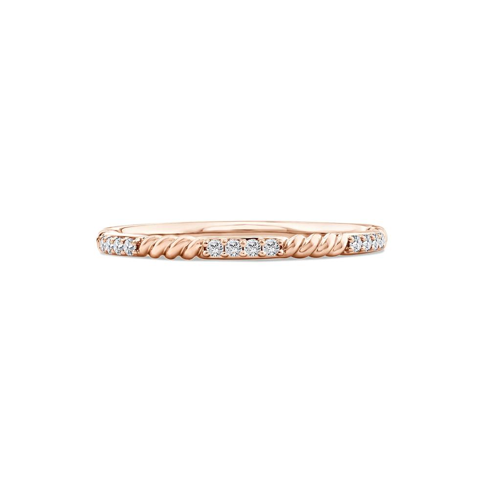 Diamond Twist Stack Wedding Band in 10K Rose Gold (1/10 ct. tw.) – Image 1 of 4