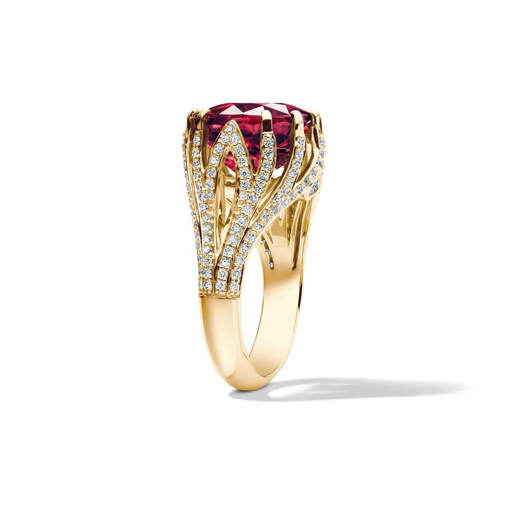 Rubellite Tourmaline &amp; Diamond Ring in 14K Yellow Gold (7/8 ct. tw.) – Image 3 of 4