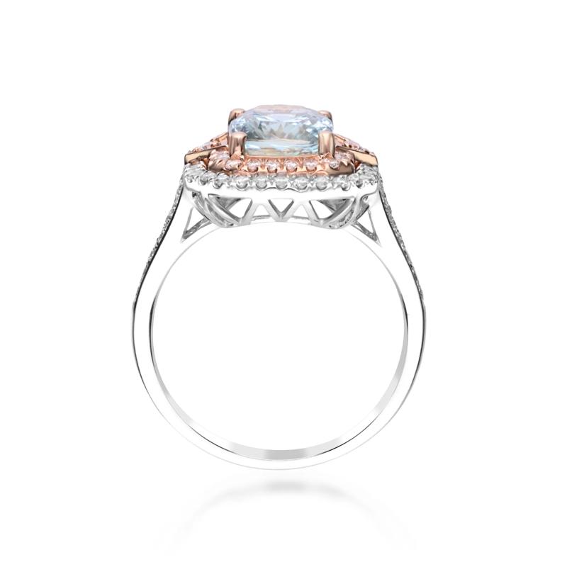 Aquamarine and Diamond Ring in 14K White and Rose Gold &#40;1/5 ct. tw.&#41; – Image 2 of 5