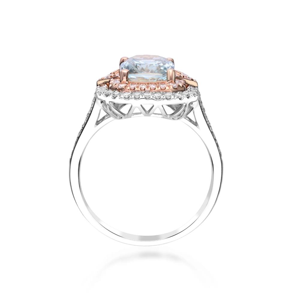 Aquamarine and Diamond Ring in 14K White and Rose Gold (1/5 ct. tw.) – Image 2 of 5