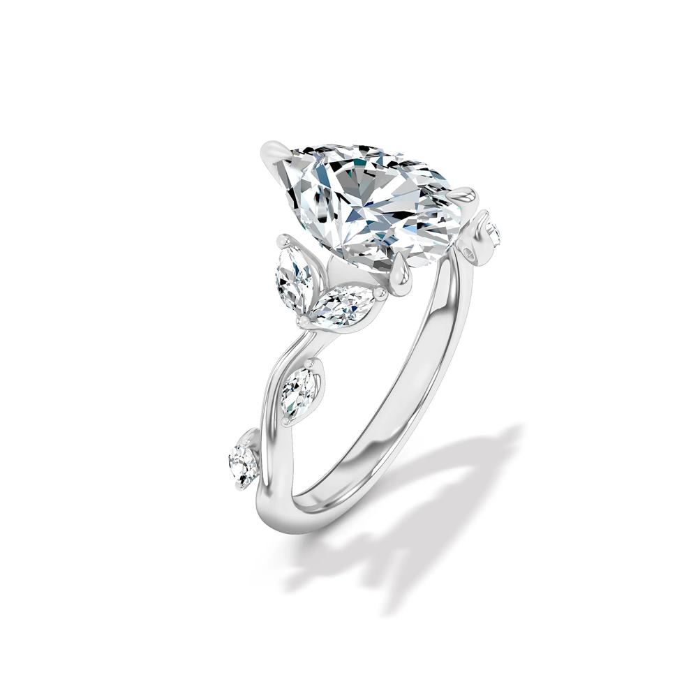 Lab Grown Diamond Pear-Shaped Center Engagement Ring in 14K White Gold (3 3/8 ct. tw.) – Image 4 of 4