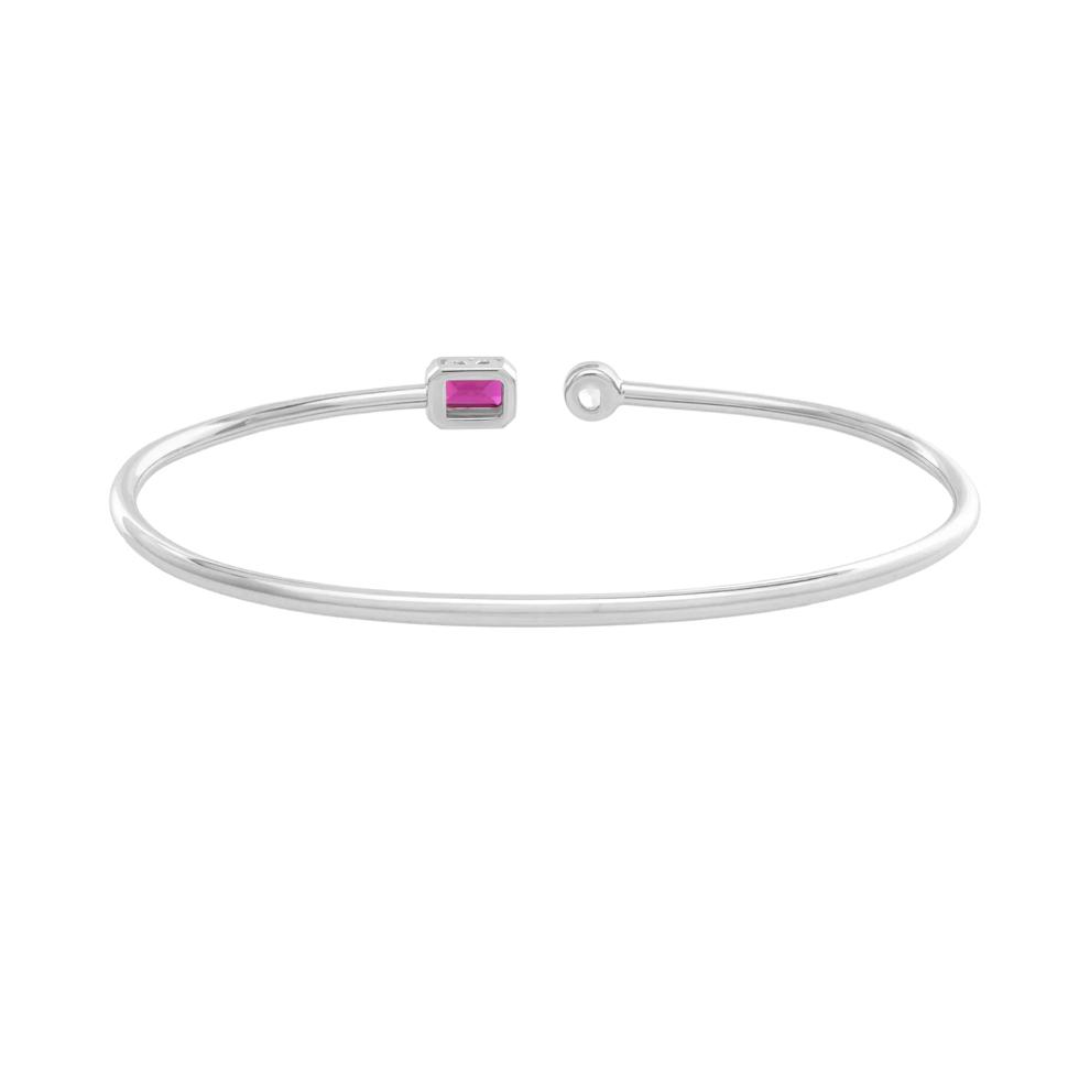 Lab-Created Ruby &amp; Lab-Created White Sapphire Cuff Bangle Bracelet in Sterling Silver – Image 2 of 2