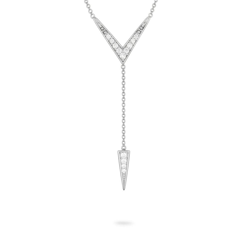 Diamond Chevron Lariat Necklace in 10K White Gold (1/6 ct. tw.) – Image 1 of 4