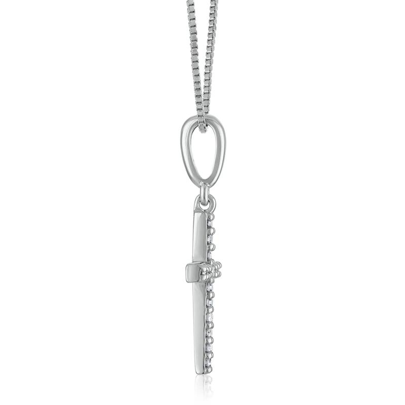 Diamond Cross Pendant in 10K White Gold (1/10 ct. tw.) – Image 2 of 3
