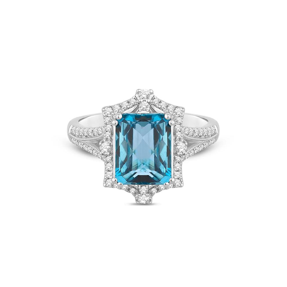 Blue Topaz Engagement Ring with Diamonds in 14K White and Yellow Gold (1/3 ct. tw.) – Image 1 of 3