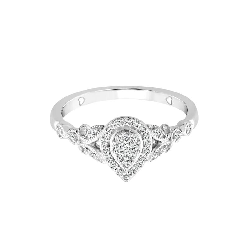 Diamond Composite Pear-Shaped Promise Ring in 10K White Gold &#40;1/5 ct. tw.&#41; – Image 1 of 3