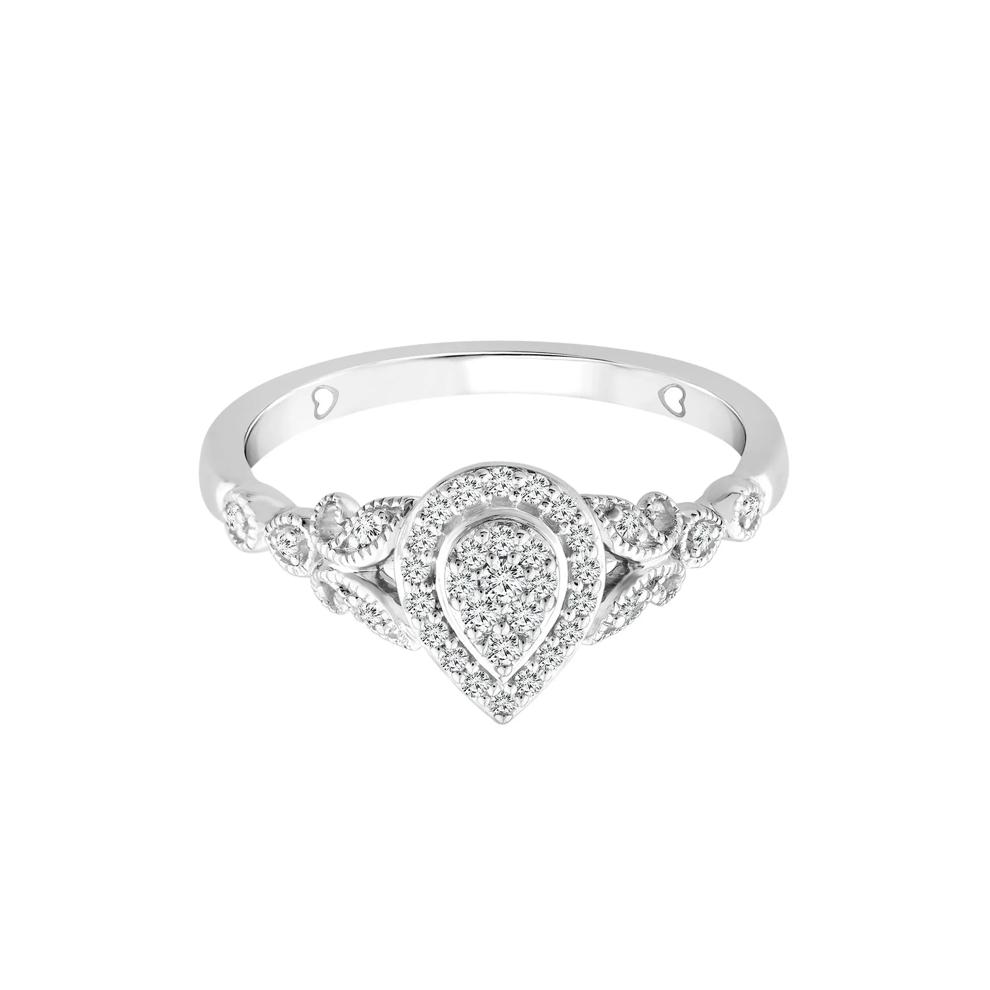 Diamond Composite Pear-Shaped Promise Ring in 10K White Gold (1/5 ct. tw.) – Image 1 of 3