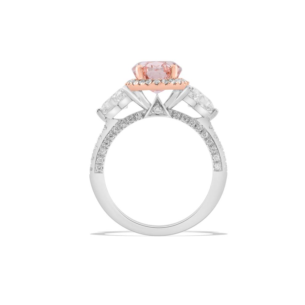 Lab Grown Diamond Pink Fancy Oval Halo Engagement Ring in 14K White &amp; Rose Gold (5 1/2 ct. tw.) – Image 2 of 4