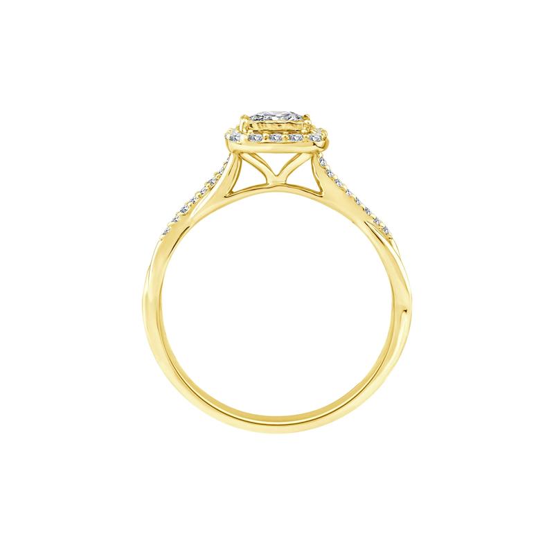 Lab Grown Diamond Princess-Cut Halo Promise Ring in 10K Yellow Gold &#40;1/2 ct. tw.&#41; – Image 2 of 3