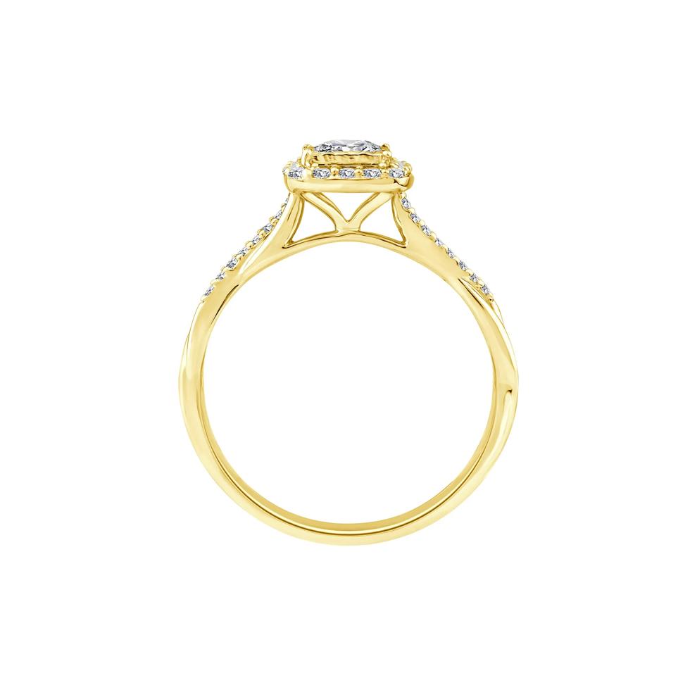 Lab Grown Diamond Princess-Cut Halo Promise Ring in 10K Yellow Gold (1/2 ct. tw.) – Image 2 of 3