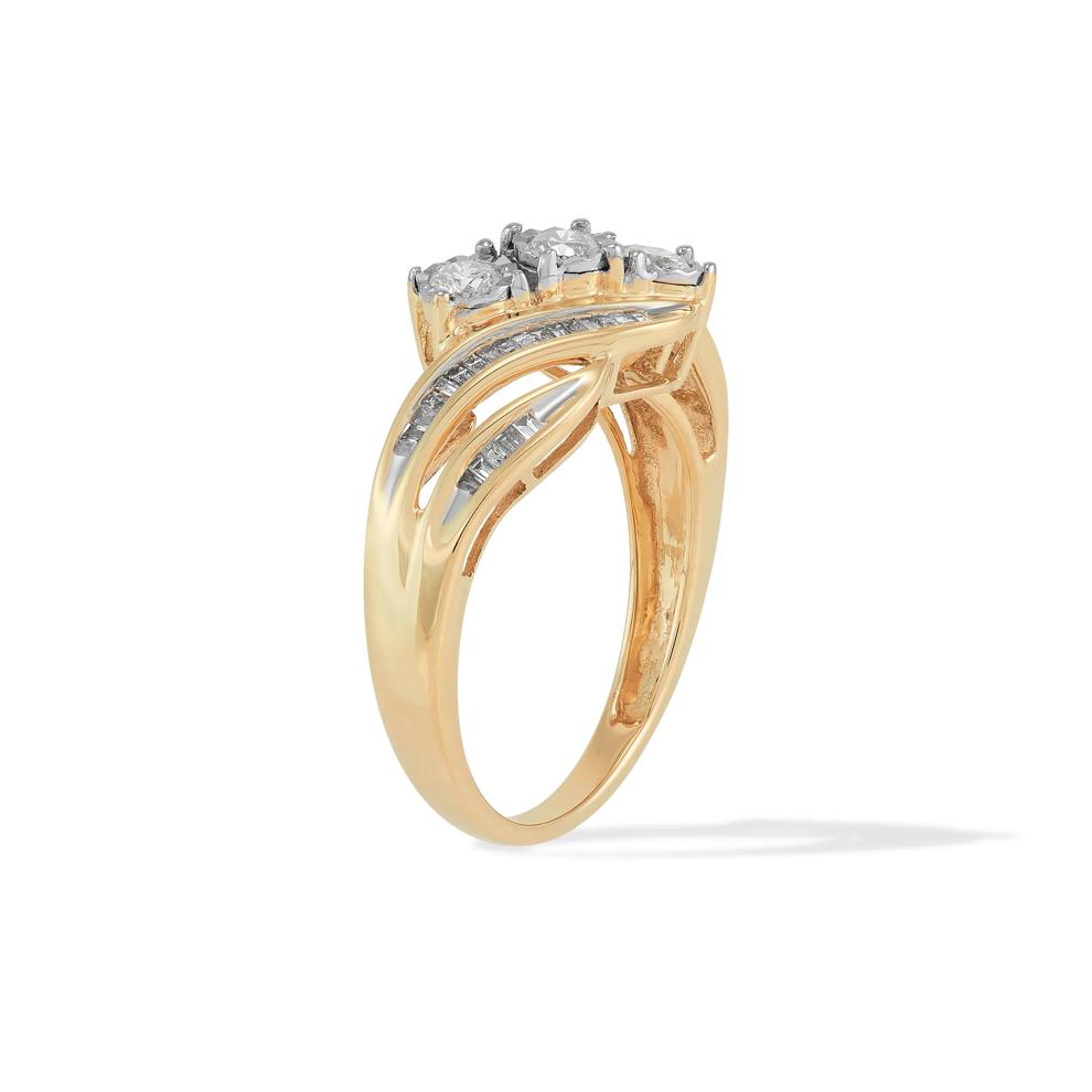 Diamond Three-Stone Engagement Ring in 10K Yellow &amp; White Gold (1/2 ct. tw.) – Image 2 of 4